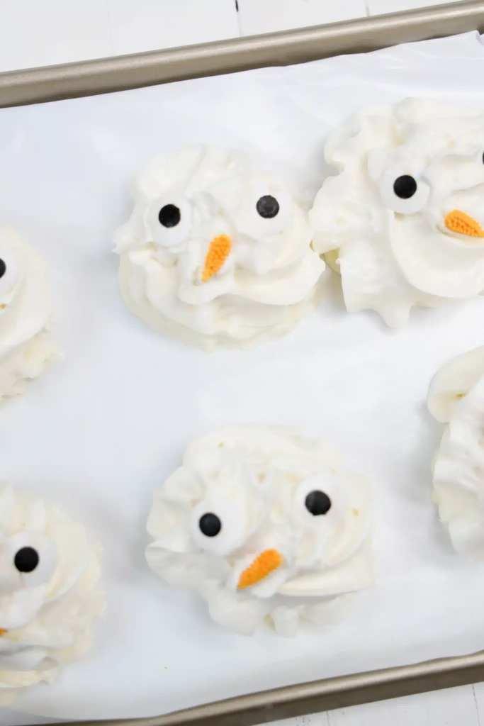 Frozen Whipped Cream Snowman  Cultivating Brilliant Minds frozen whipped cream with candy eyes and a carrot nose to look like a snowman